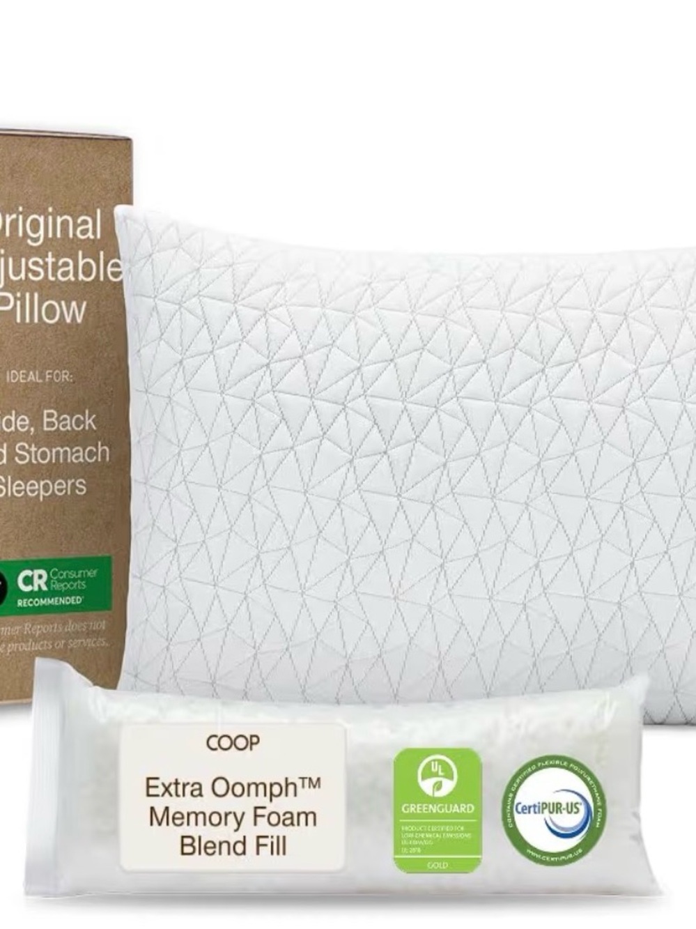 Coop Home Goods The Original Adjustable Pillow Queen Bed Microfiber Memory Foam